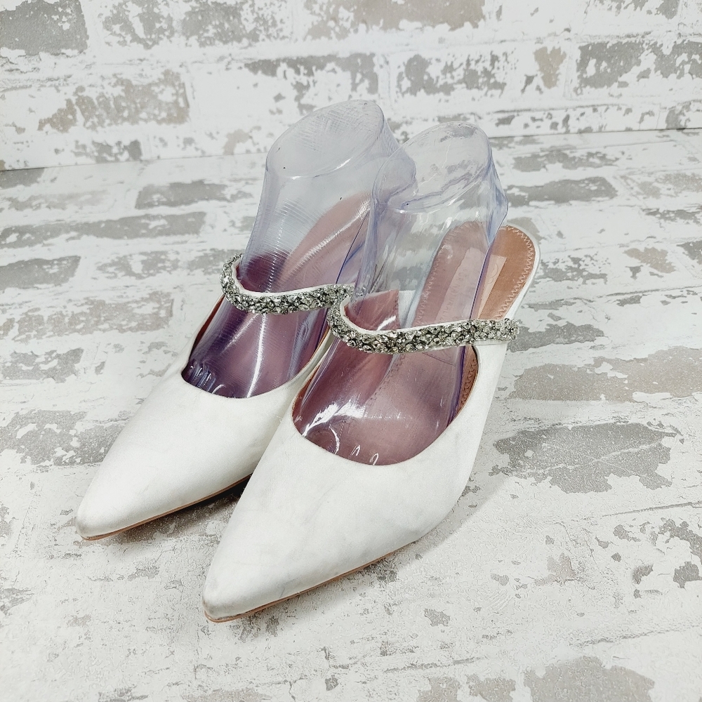 Naturalizer Pnina Tornai Liefde Mules in White Satin Crystal - Picture 2 of 15